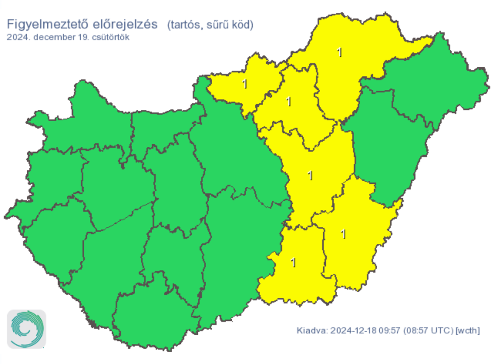 Időjárás előrejelzés sűrű köd pára