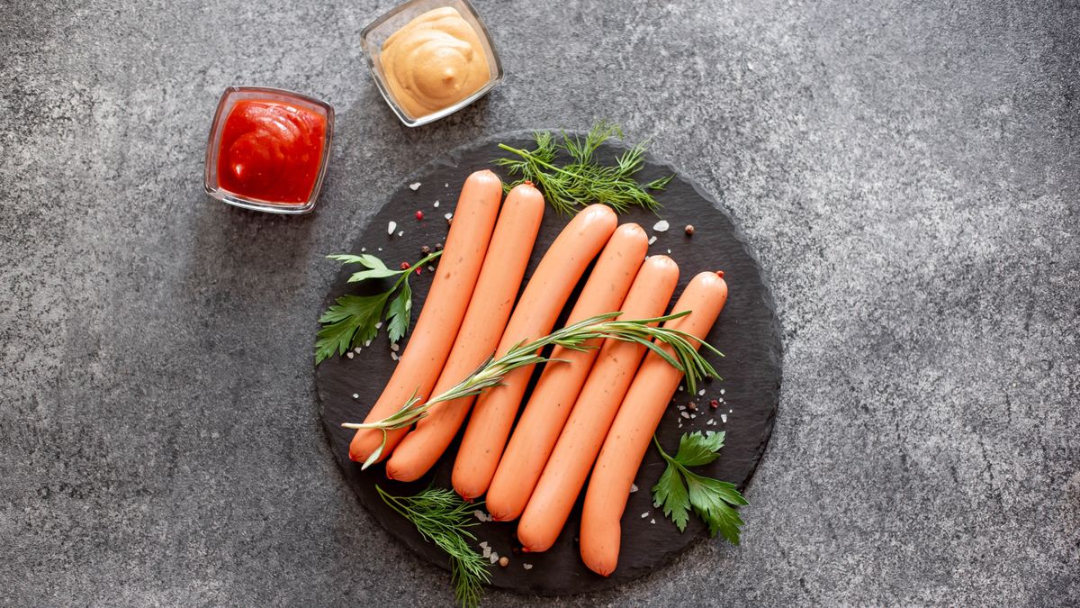 Virsli Raw,Sausages,On,Stone,Background