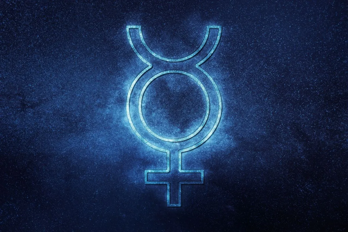 Merkúr Symbol,Of,Mercury,,Mercury,Sign,,Astrology,Mercury,Planet,,Blue,Symbol