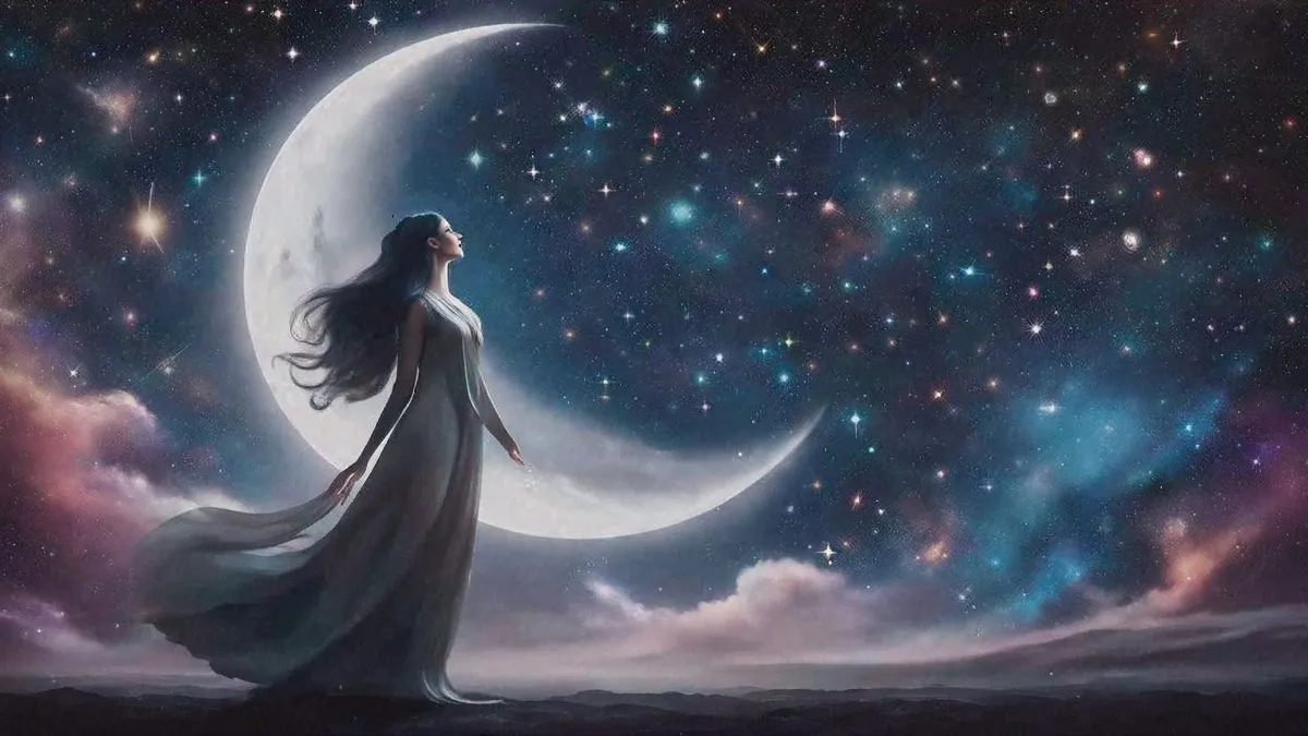 Újhold Woman,New,Moon,Universe