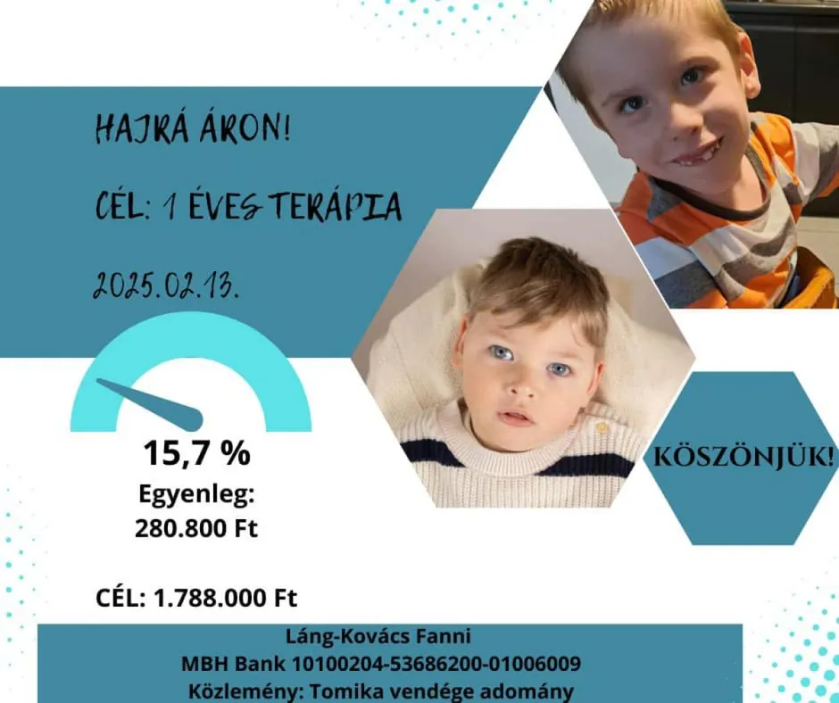 Áron egy tündéri gyermek, aki oxigénhiányos állapotban jött a világra, és agyi bénulással küzd.