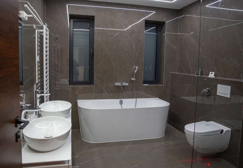 A hálószobához tartozó fürdőben még a falakat is márvány borítja (Fotó: Ripost)