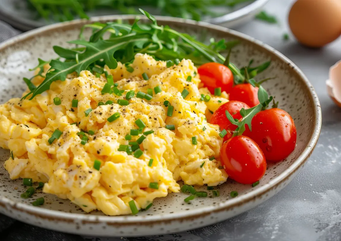 Rántotta Scrambled,Eggs,Beautifully,Presented,On,A,Plate,,Showcasing,A,Vibrant