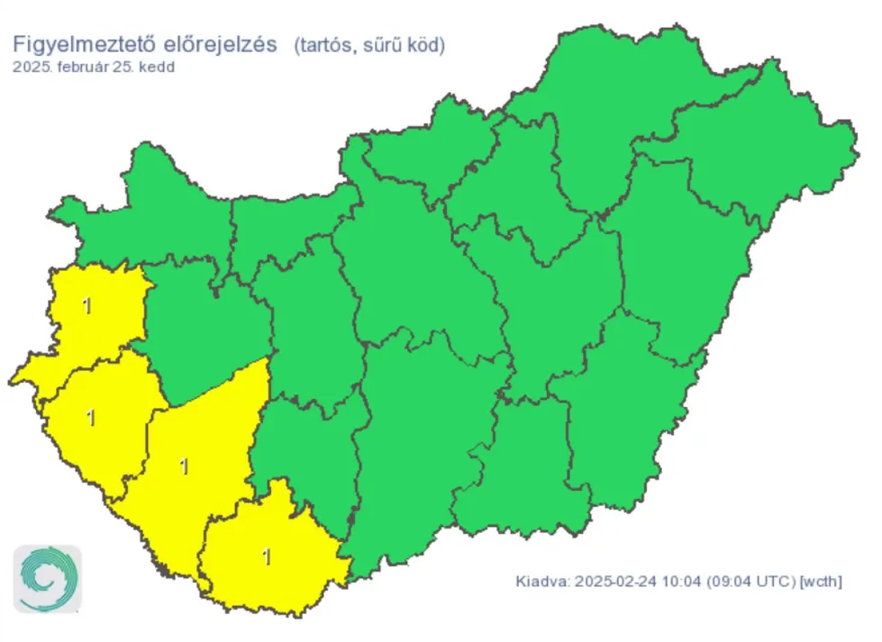 Időjárás előrejelzés köd riasztás
