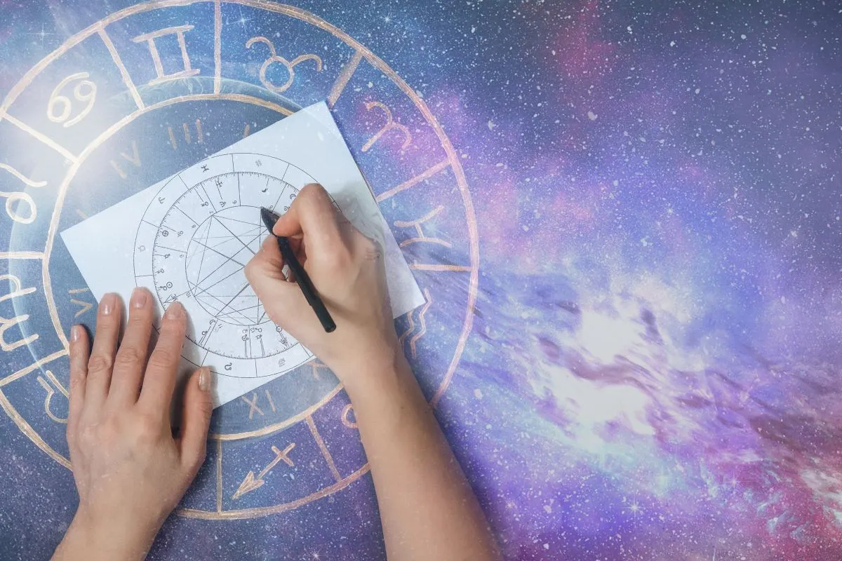 Astrology.,Astrologer,Calculates,Natal,Chart,And,Makes,A,Forecast,Of