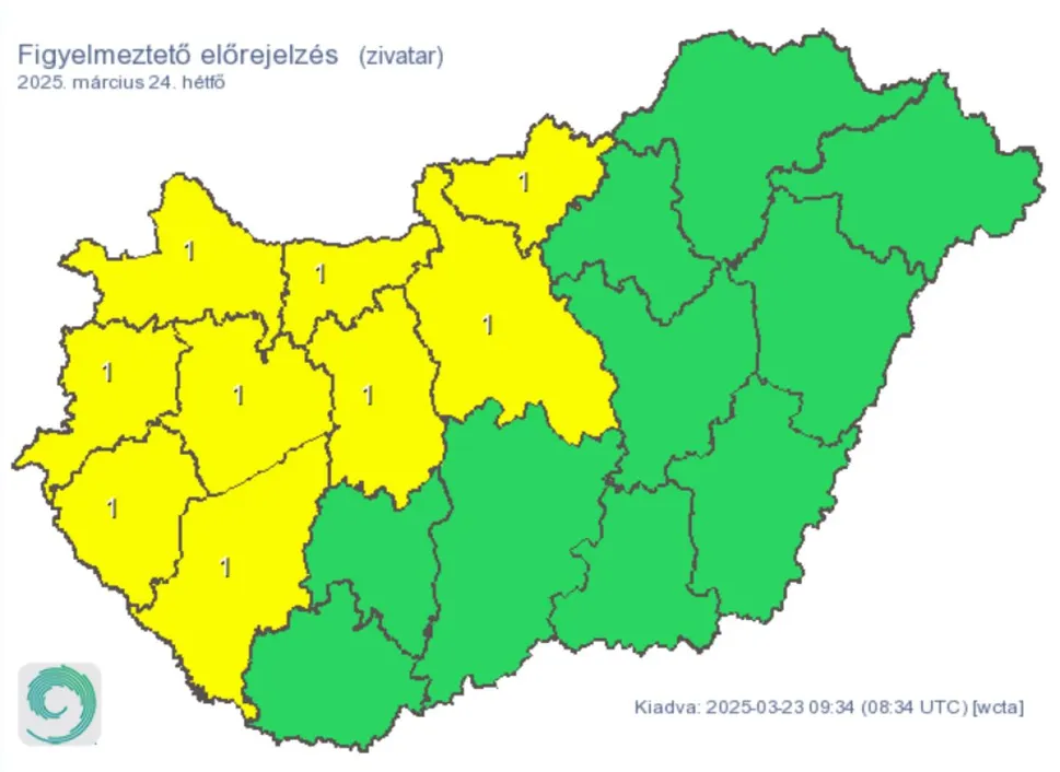 Időjárás előrejelzés riasztás eső