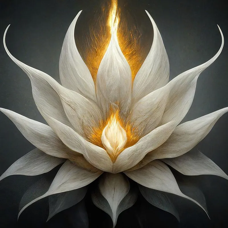 White,Flame,,White,Lotus,Flower,,Ethereal,Glow,,Dark,Gradient,Background,