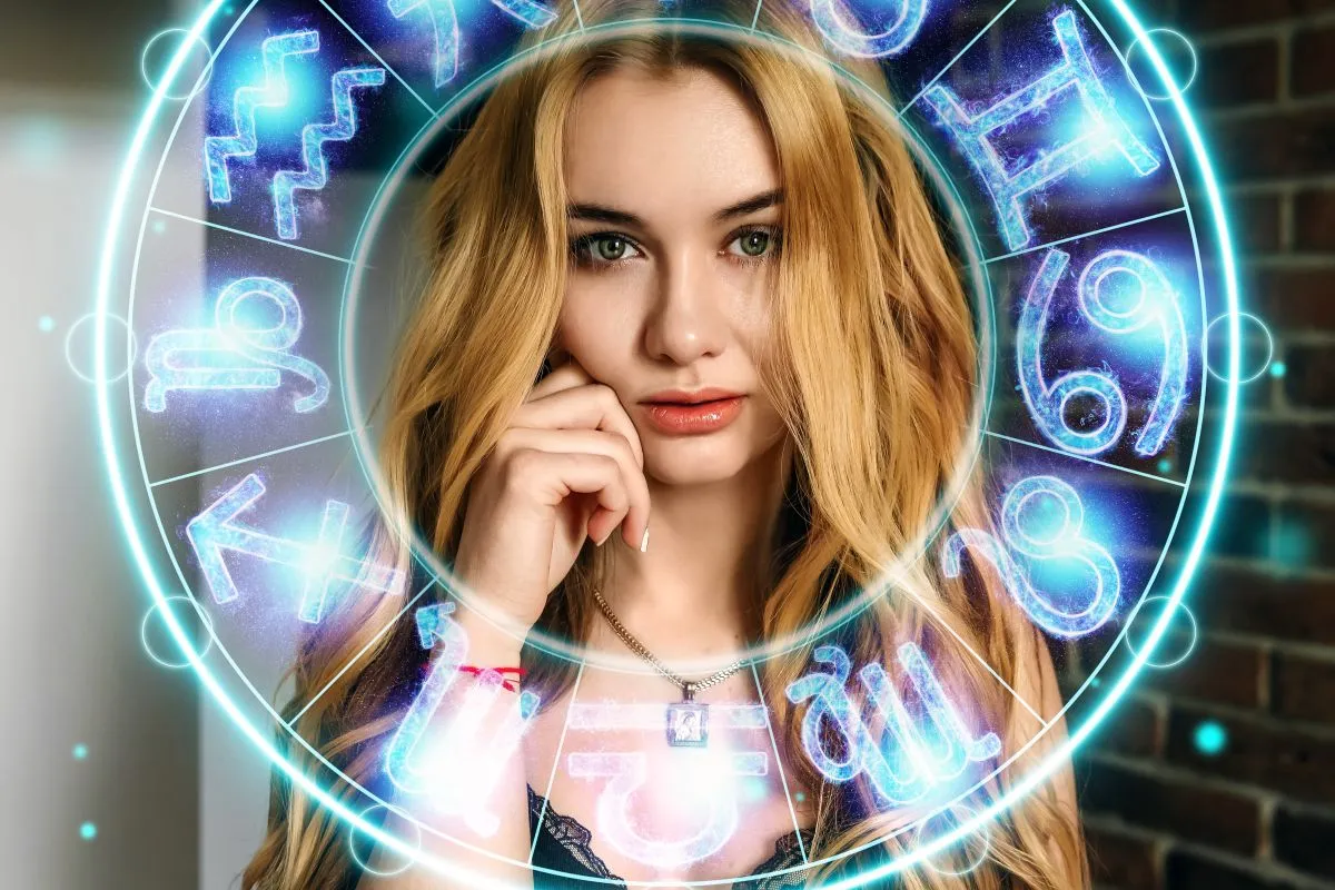 3 csillagjegy Horoscope,Concept,,Portrait,Of,A,Beautiful,Girl,On,A,Background