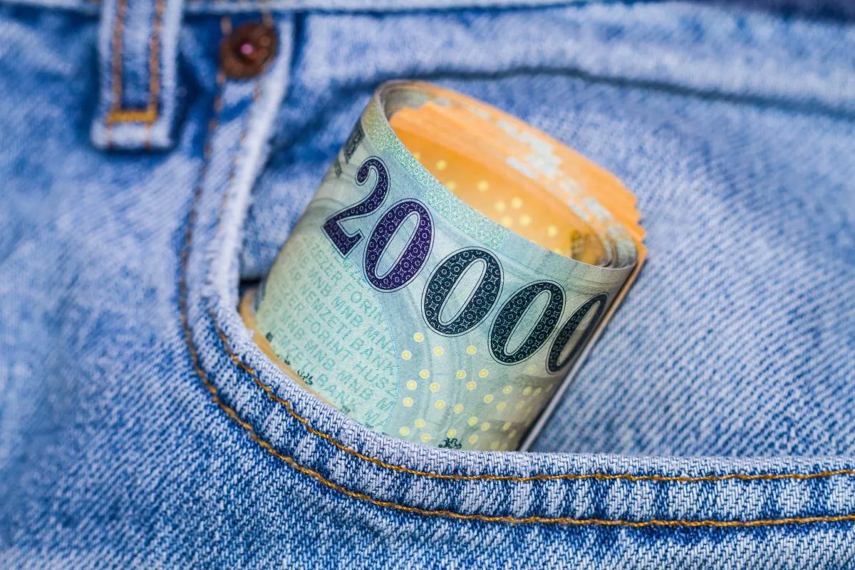 Roll,Of,20000,Hungarian,Forint,Banknotes,In,A,Bright,Pocket