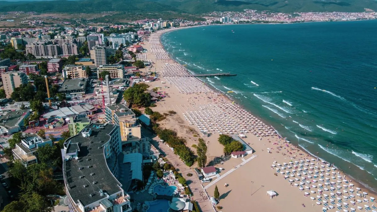 Sunny,Beach,,Burgas,,Bulgaria,-,Aerial,Photo,Above,Tourist,Destination