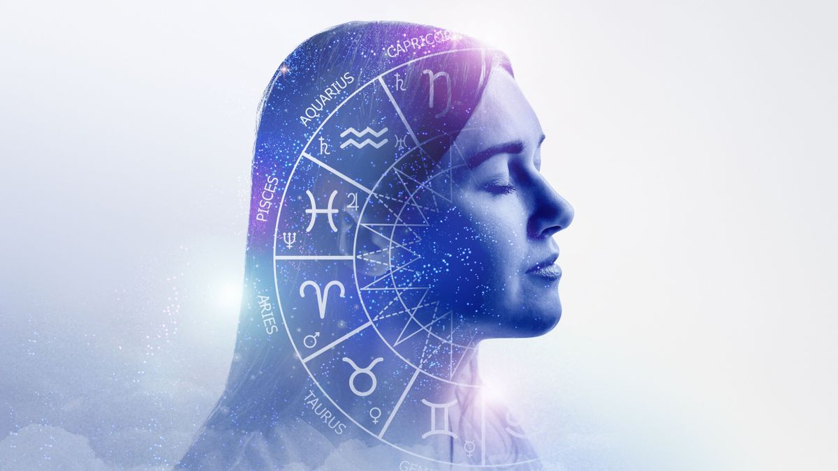 4 csillagjegy Astrological,Forecast,Creative,Concept.,Silhouette,Of,A,Young,Girl,In