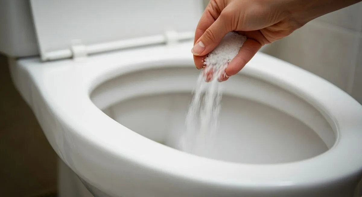 A,Hand,Pouring,Salt,Into,The,Toilet,Bowl