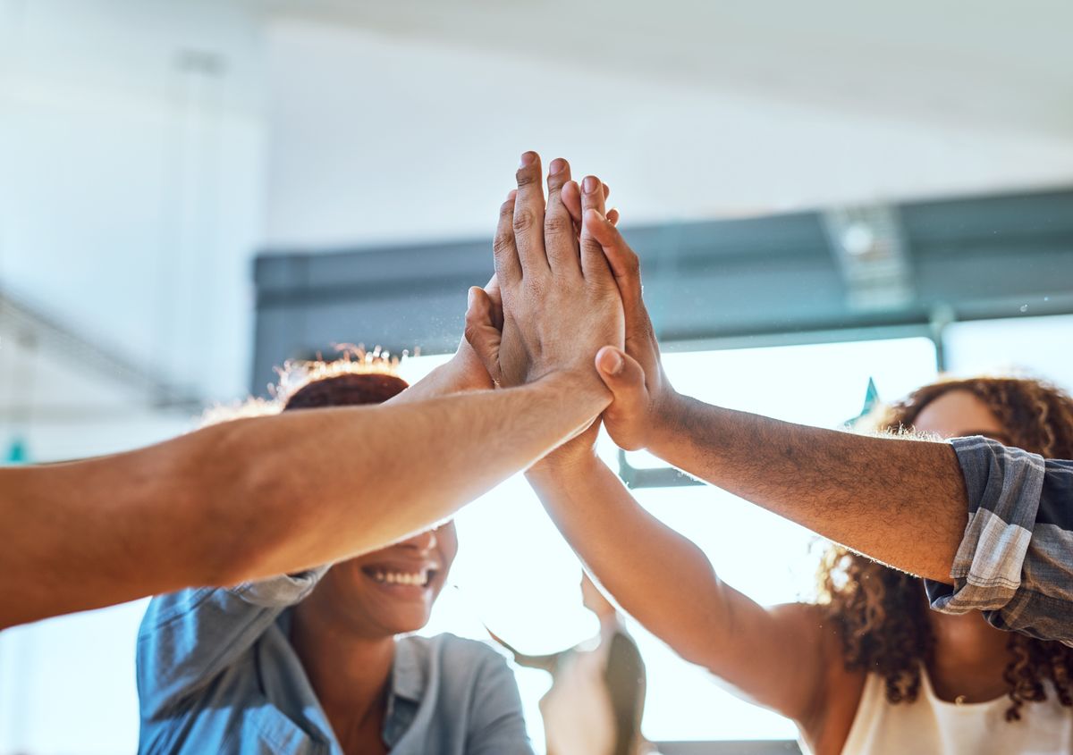 Business,People,,High,Five,And,Hands,For,Teamwork,Goals,In