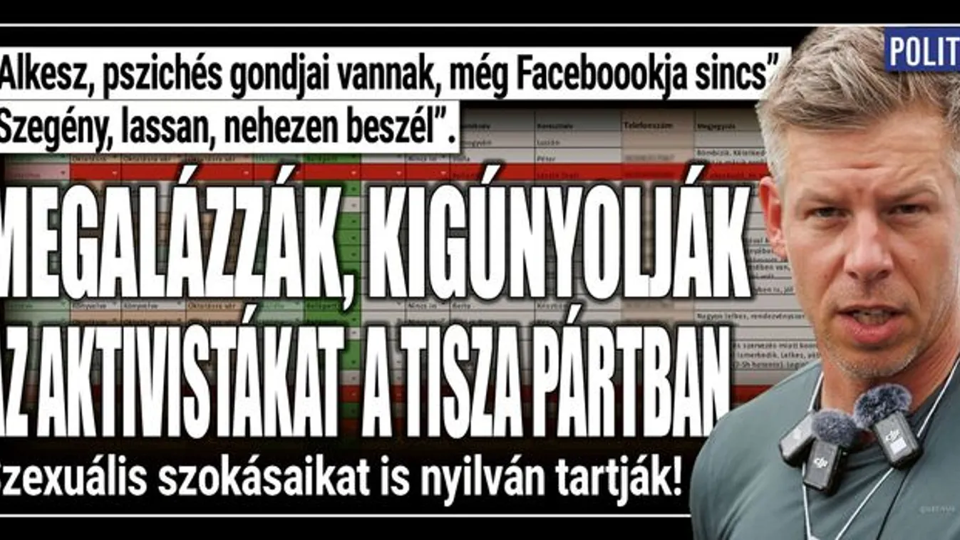 Megalázzák, kigúnyolják az aktivistákat a Tisza Pártban