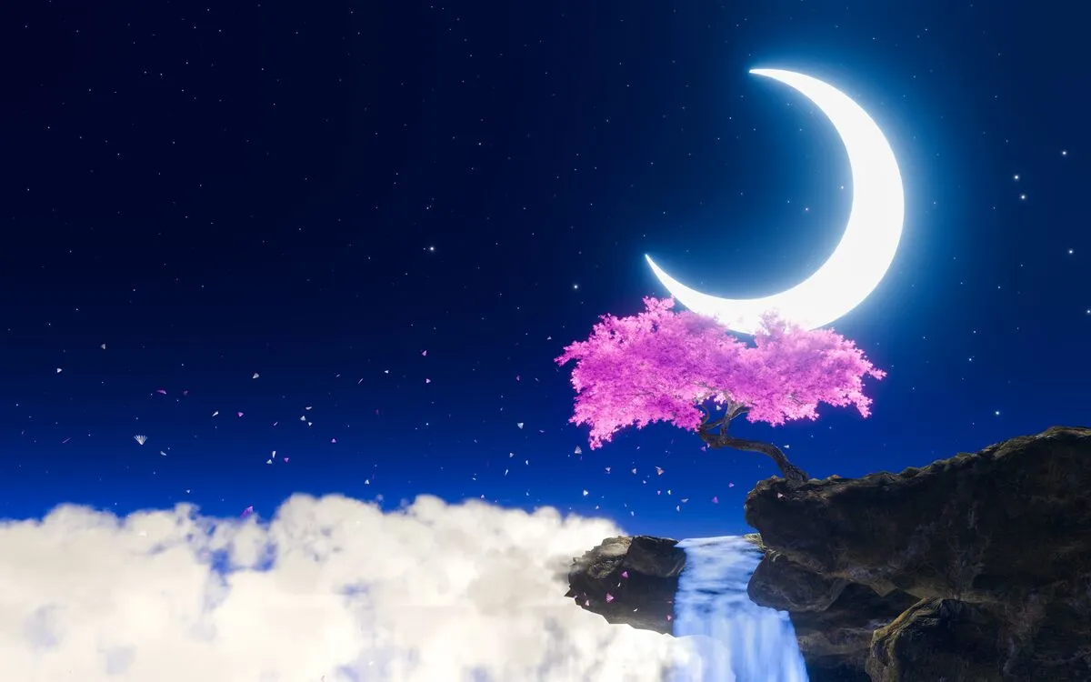 Újhold a Rákban /The,Crescent,Moon,Glows,Brightly,,Blue,In,Tone,,In,The