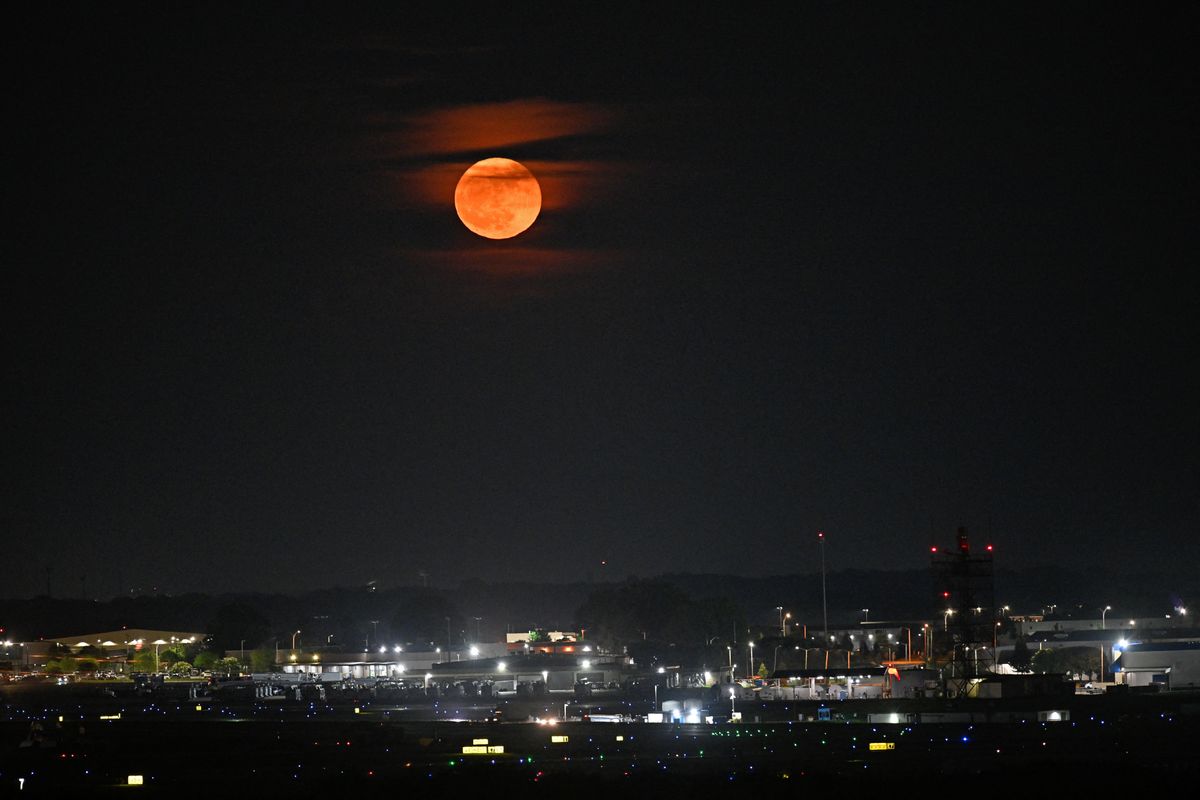 Strawberry moon in Charlotte, North Carolina