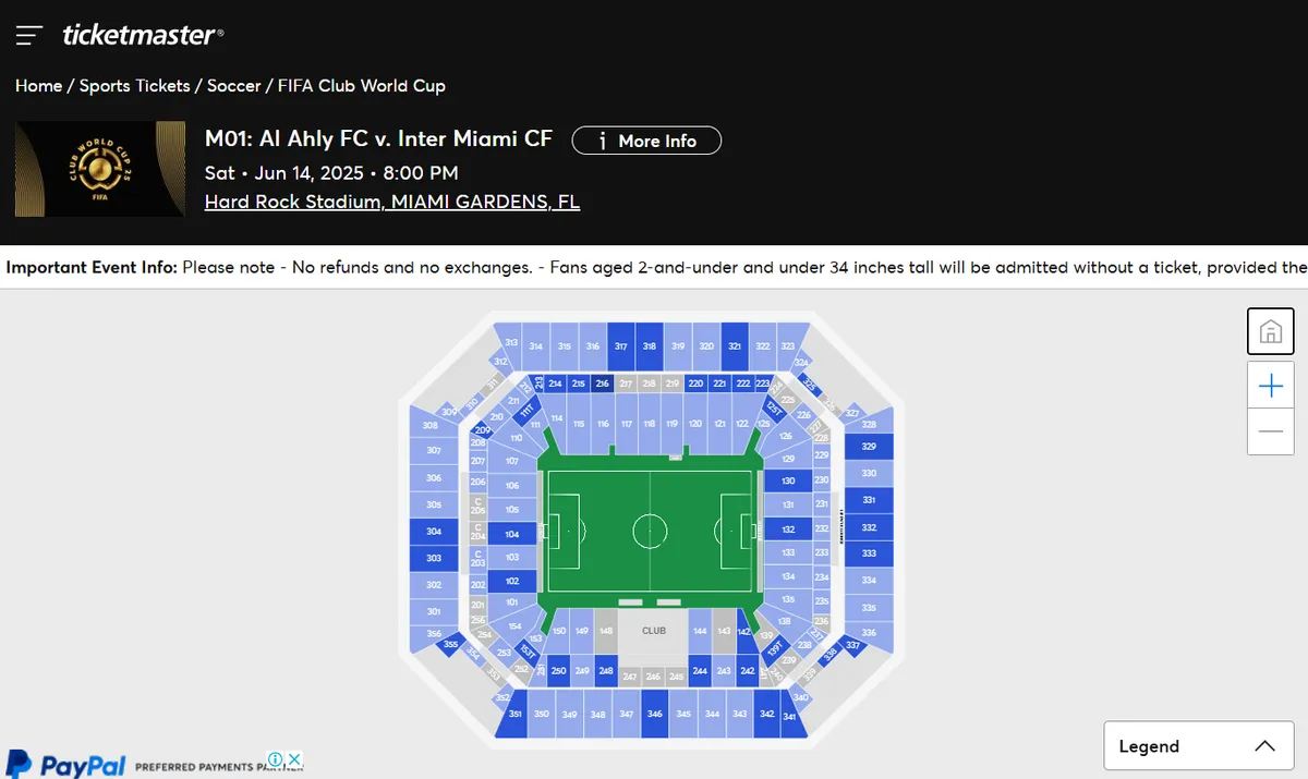 Jelenleg szinte az összes szektorba lehet jegyet venni a klubvilágbajnokság nyitómeccsére