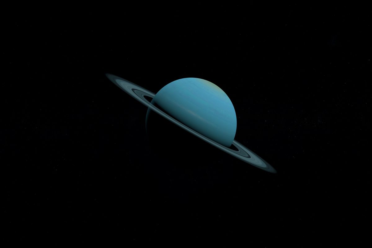 4 csillagjegy Planet Uranus and her rings in the outer space. 3d render