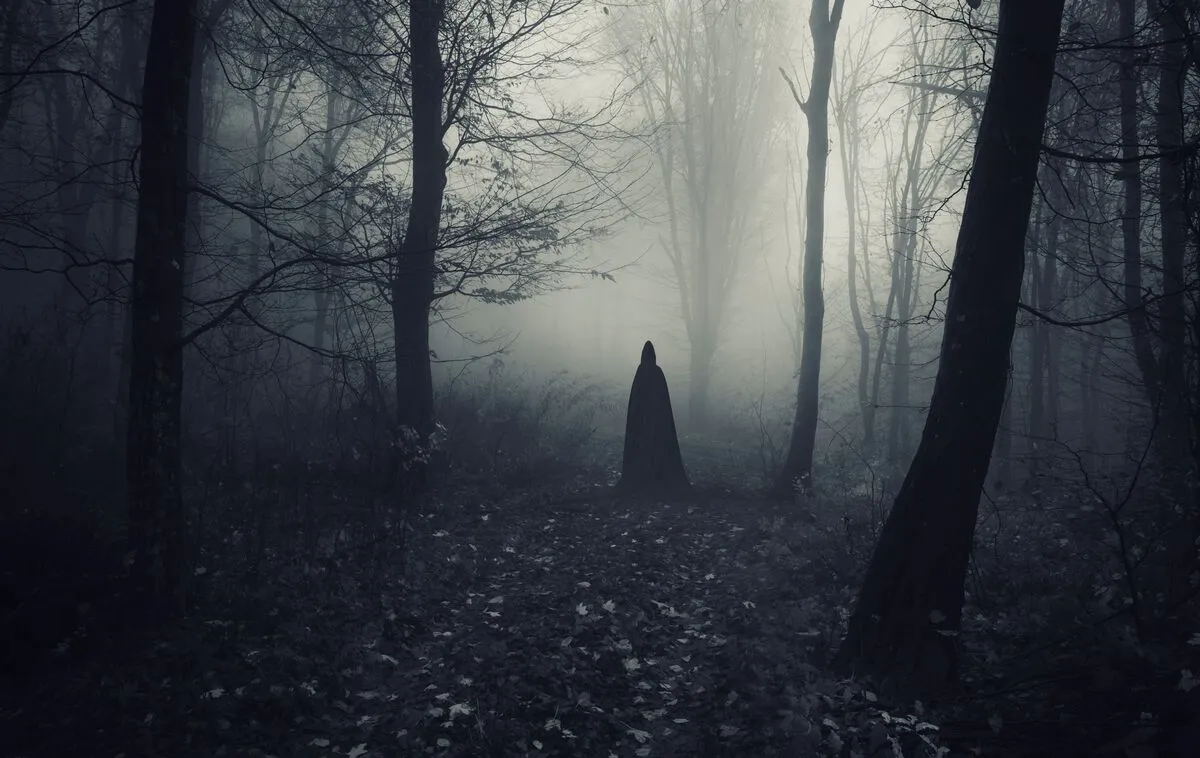 Mysterious,Cloaked,Silhouette,In,Dark,Fantasy,Forest