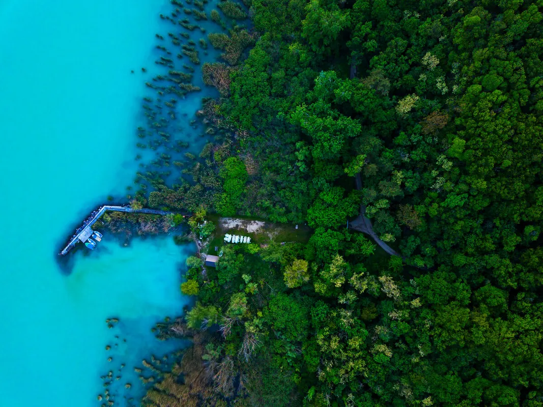 Aerial,View,Of,Bay,Of,Sajkod,,At,Tihany,,Lake,Balaton,