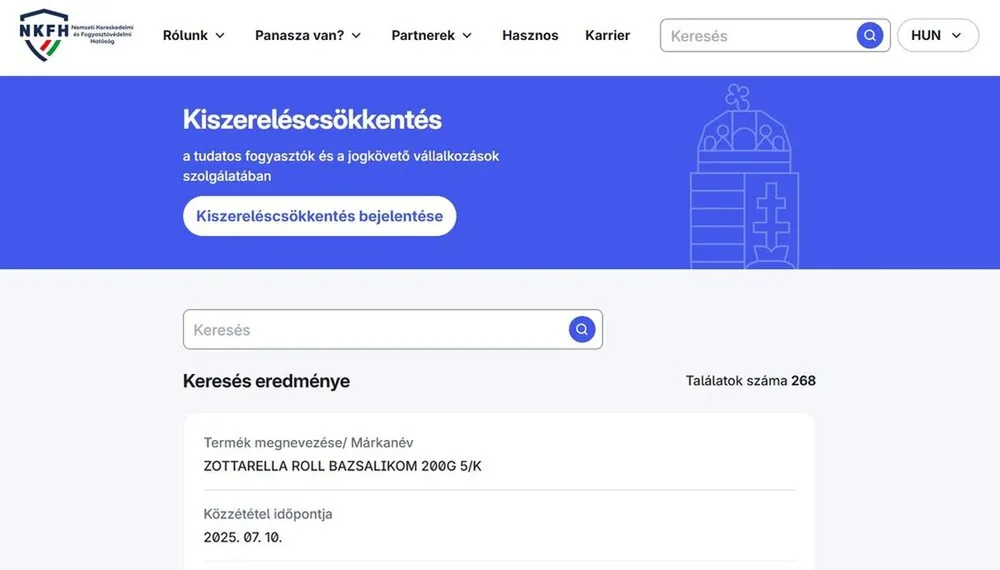 kiszereléscsökkentés adatbázis, NKFH, bevásárlás