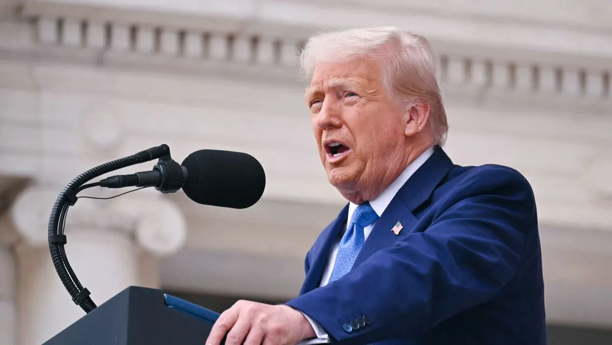 US President Donald Trump lays a wreath at the Tomb of the Unknown Soldier in Arlington National Cemetery