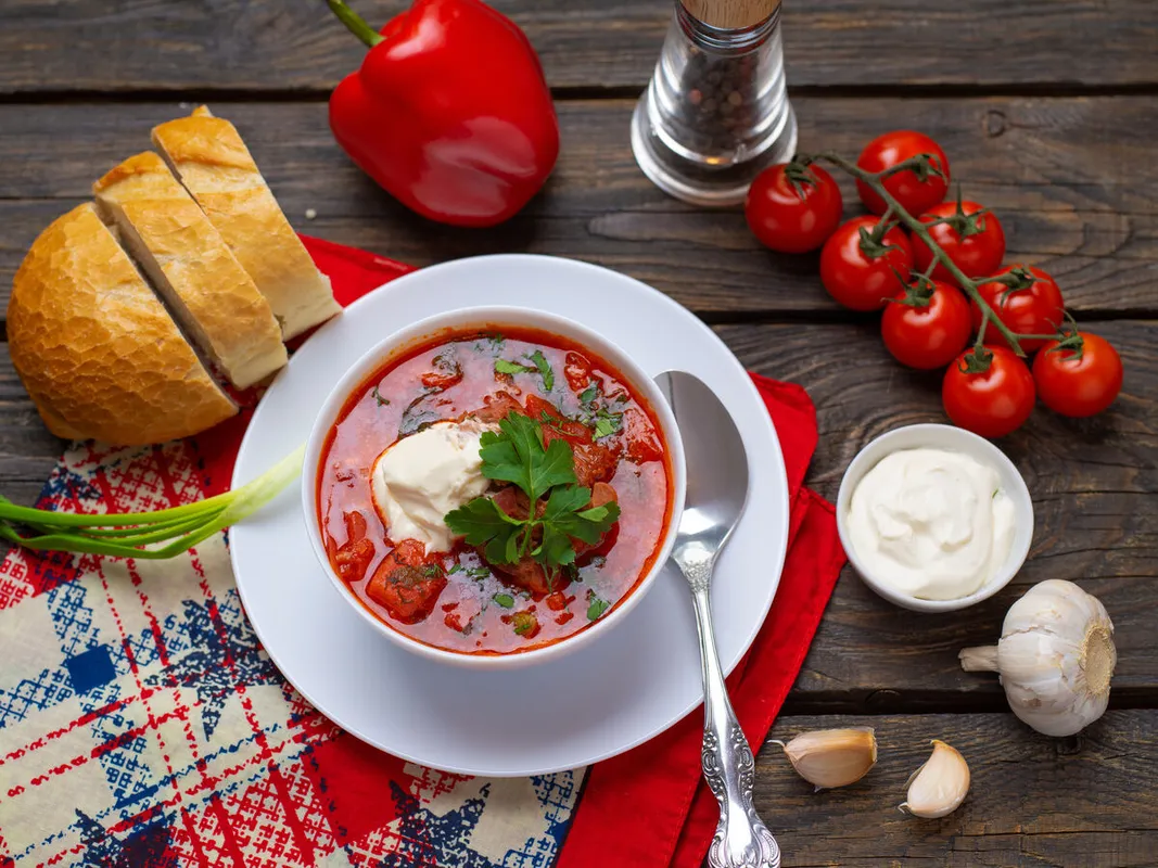 Gulyásleves First,Course,Homemade,Hot,Russian,Borscht,With,Meat,Sour,Cream