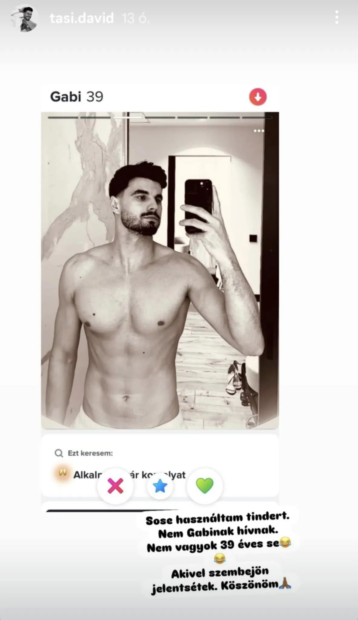 Tasi Dávid, a TV2 sztárja a Tinderen?