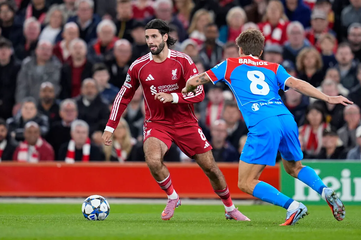Szoboszlai Dominik a Liverpool-Atlético Madrid (3-2) Bajnokok Ligája-mérkőzésen