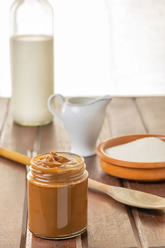 Házi karamellszósz Jar,Of,Dulce,De,Leche,,Traditional,Sweet,From,Argentina,On