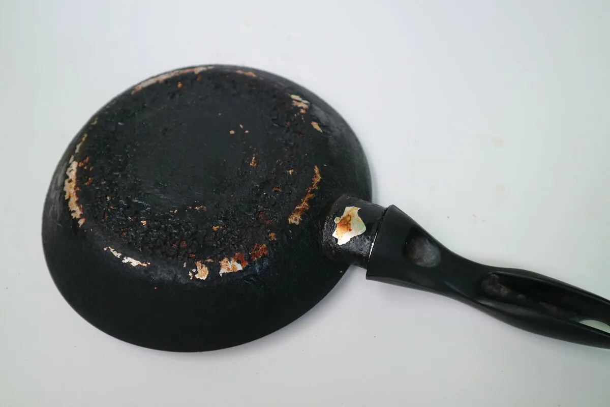 Trükk: koszos serpenyő ellen Burnt,Pan.,Back,Of,A,Charred,Frying,Pan.,The,Bottom