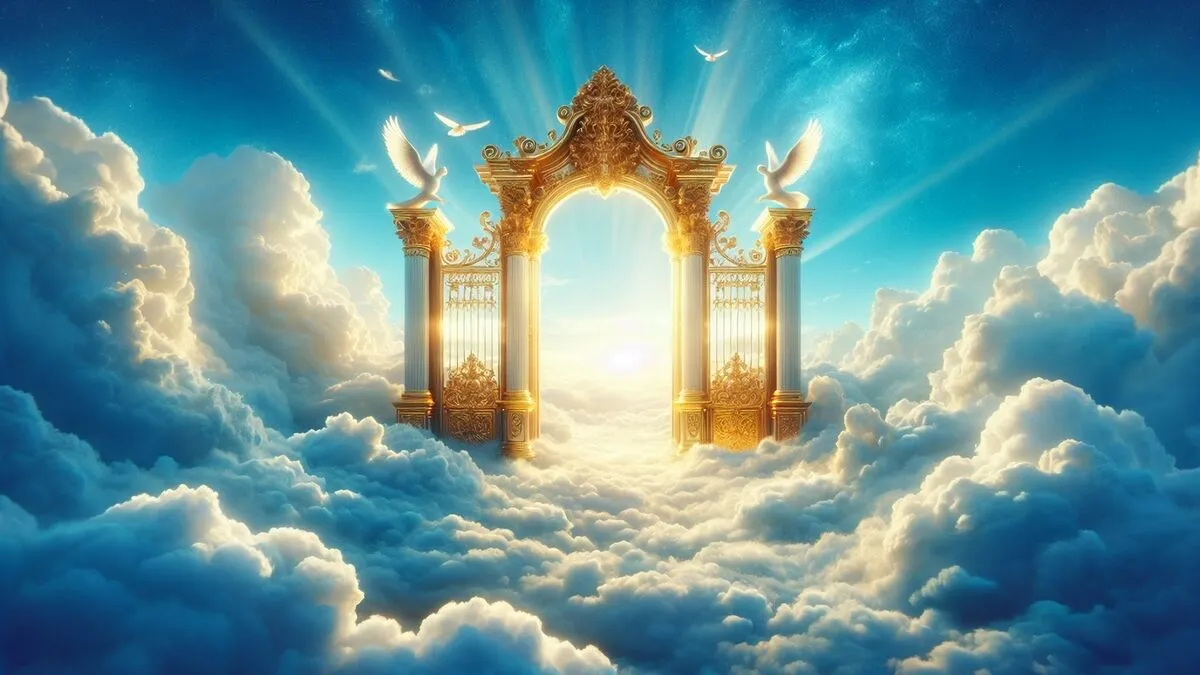 Angyali kapu A,Rich,And,Magnificent,Golden,Gate,Wide,Open,,Floating,Among