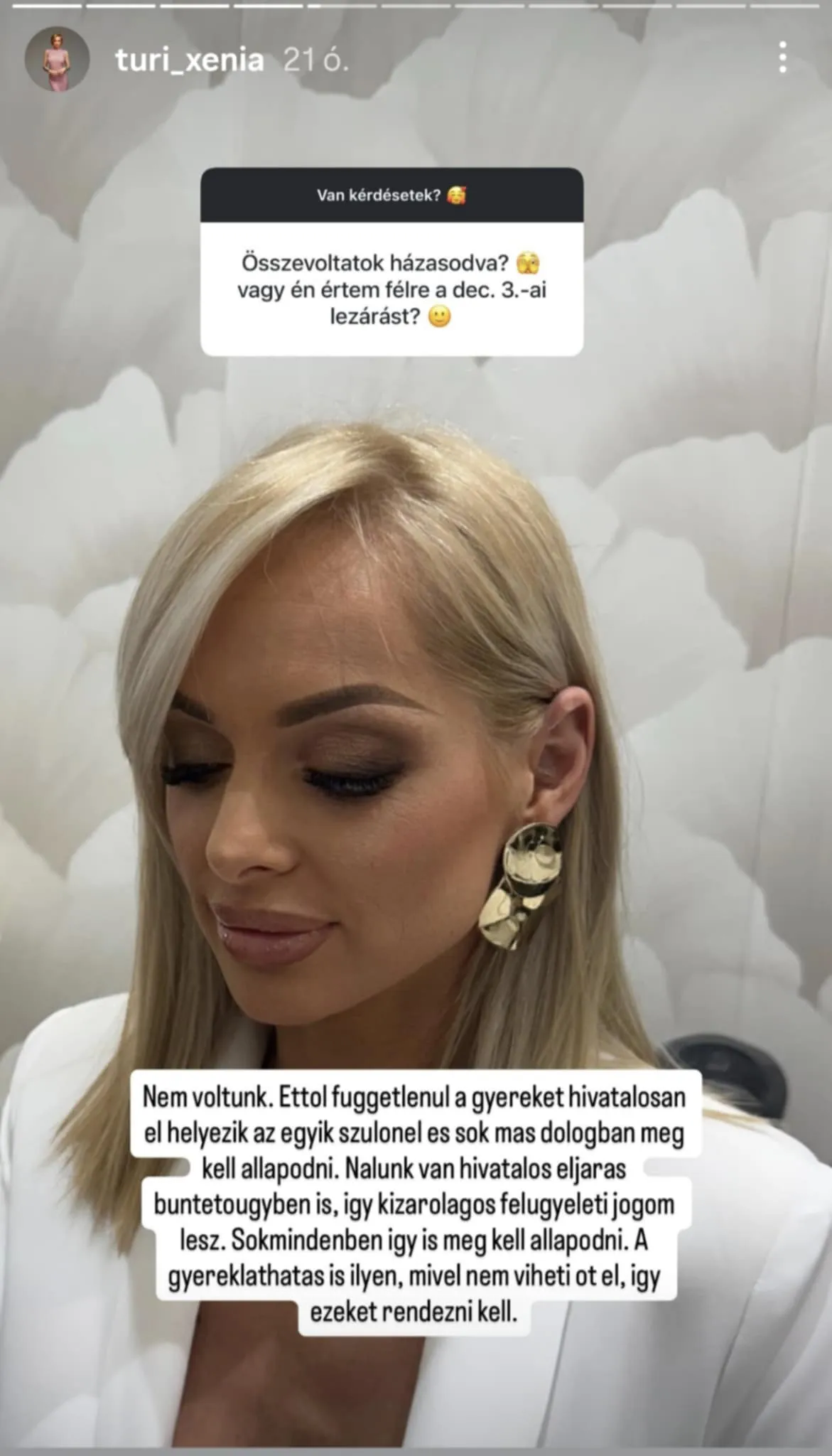 Turi Xénia ügye december 3-án lezárul Fotó: Instagram