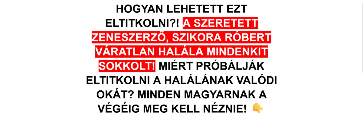 Ezzel a képpel indul  a weboldal ahol nem csupán Szikora Róbert nevével és arcmásával élnek vissza a csalók (Fotó: Ripost)