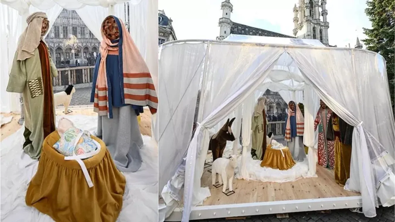 Lefejezték  a kis Jézus szobrát a Brüsszel főterén felállított betlehemben