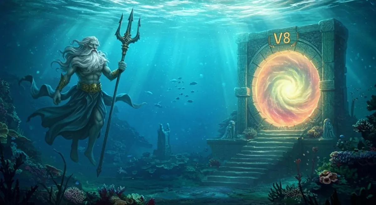 Neptunusz belép a Kos jegyébe Undersea,,King,Neptune,Is,Floating,In,The,Left,Foreground,,Guarding