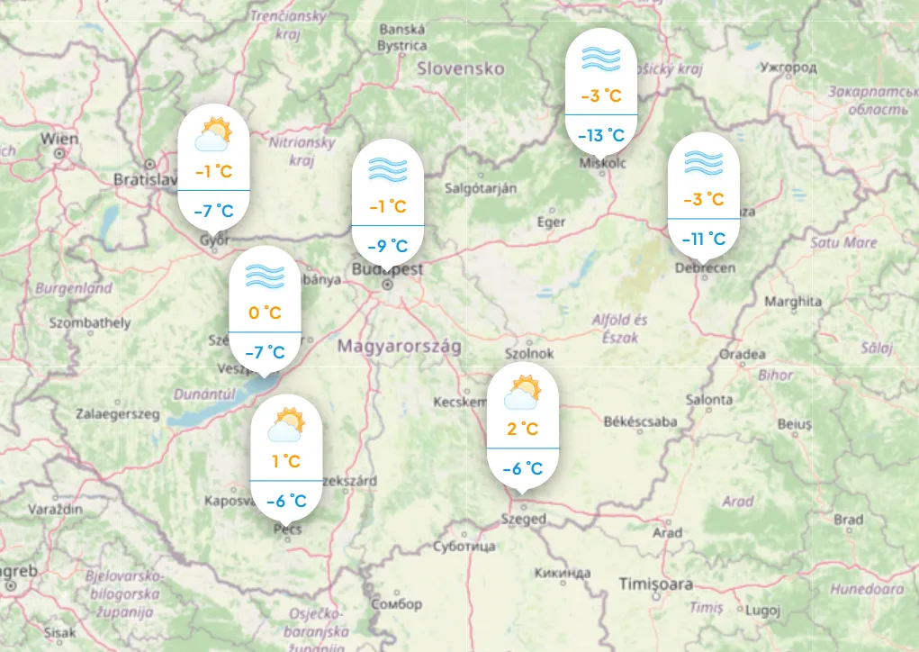 Időjárás: Mutatjuk a napi hőmérsékletet kedden. Fotó: Köpönyeg,hu