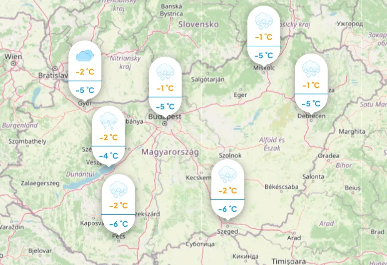 Tetemes menyiségű hóvárható szerdán.