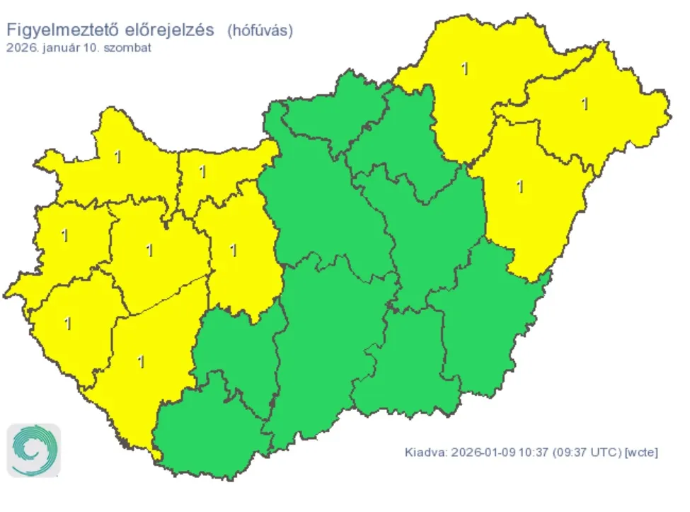 Hófúvás miatt van riasztás több vármegyében