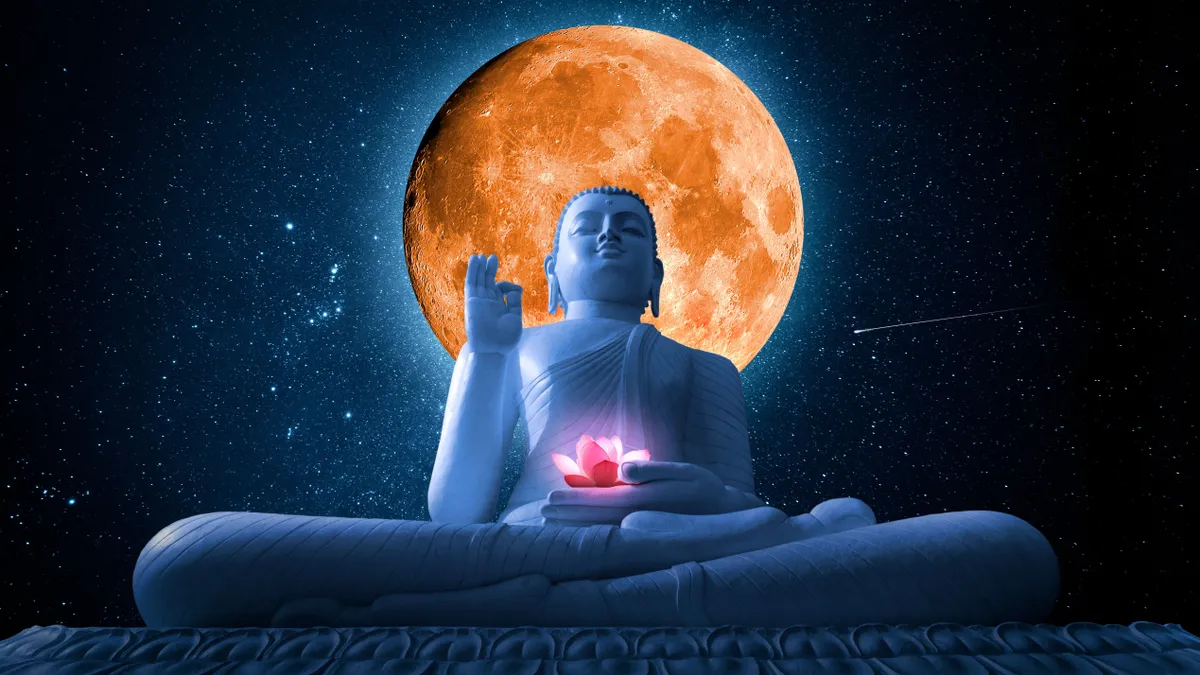 Tízmilliószoros nap és telihold a Szűz jegyében Buddha,With,Full,Moon,With,Stars