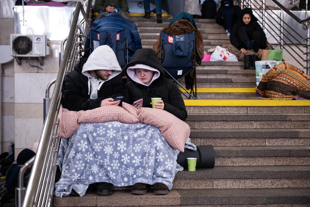 Ukrainians shelter in Kyiv subway during Russian overnight attack