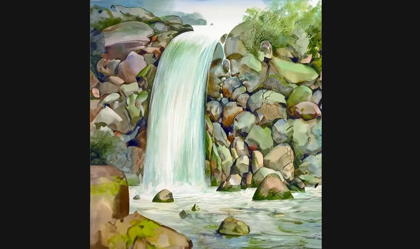 Személyiségteszt képe a vízeséssel és a párral