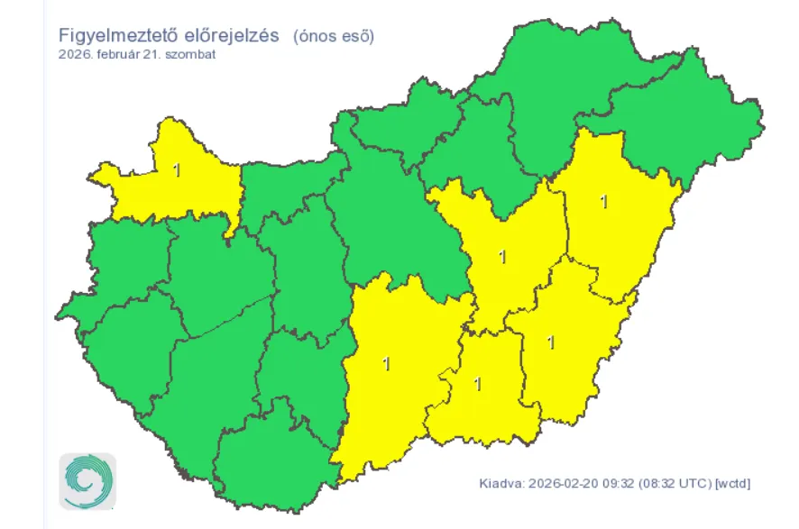 alt=Több megyét is érint a riasztás az ónos eső miatt 