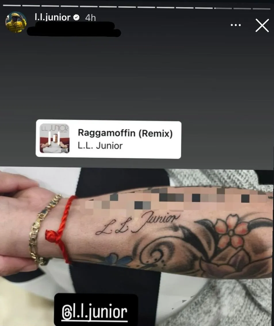 L.L. Junior rajongója a rapper nevét viseli karján