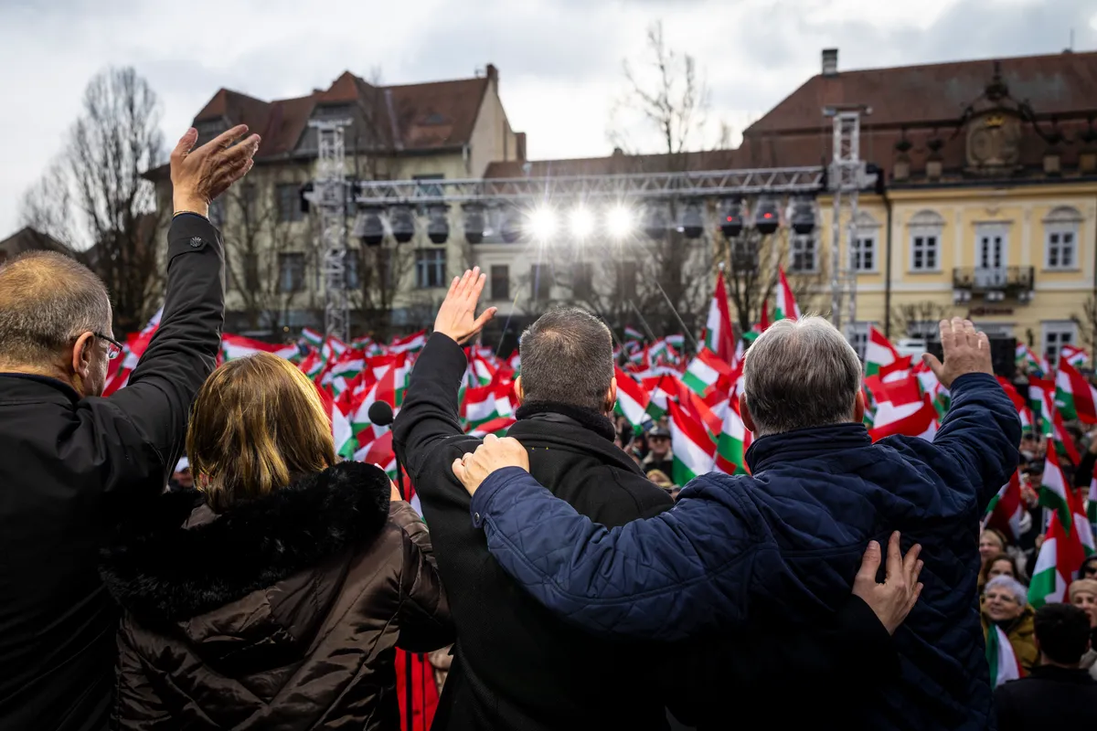Orbán Viktor Országjárás Veszprém 2026.03.27.
Dr. Navracsics Tibor, Dr. Hegedűs Barbara, Ovádi Péter,  Orbán Viktor