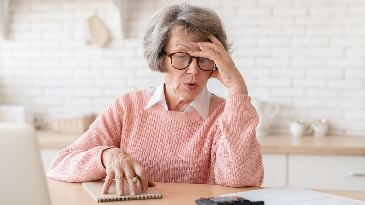 Stressed,Depressed,Desperate,Caucasian,Old,Elderly,Senior,Woman,Grandmother,In