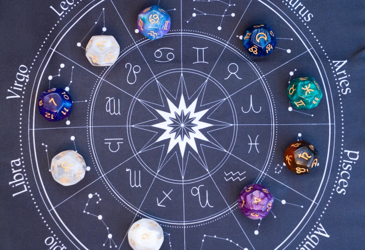 3 csillagjegy életében fordul a kocka Horoscope,Zodiac,Circle,With,Divination,Dice,,Top,View.,Fortune,Telling