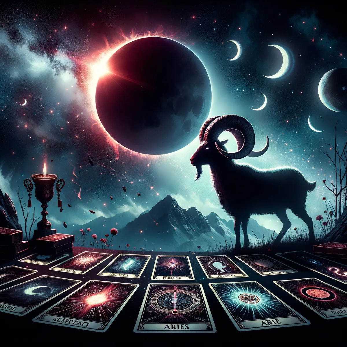 Újhold a Kos jegyében New,Moon,Lunar,Eclipse,In,Aries,Astrology,And,Tarot,Cards