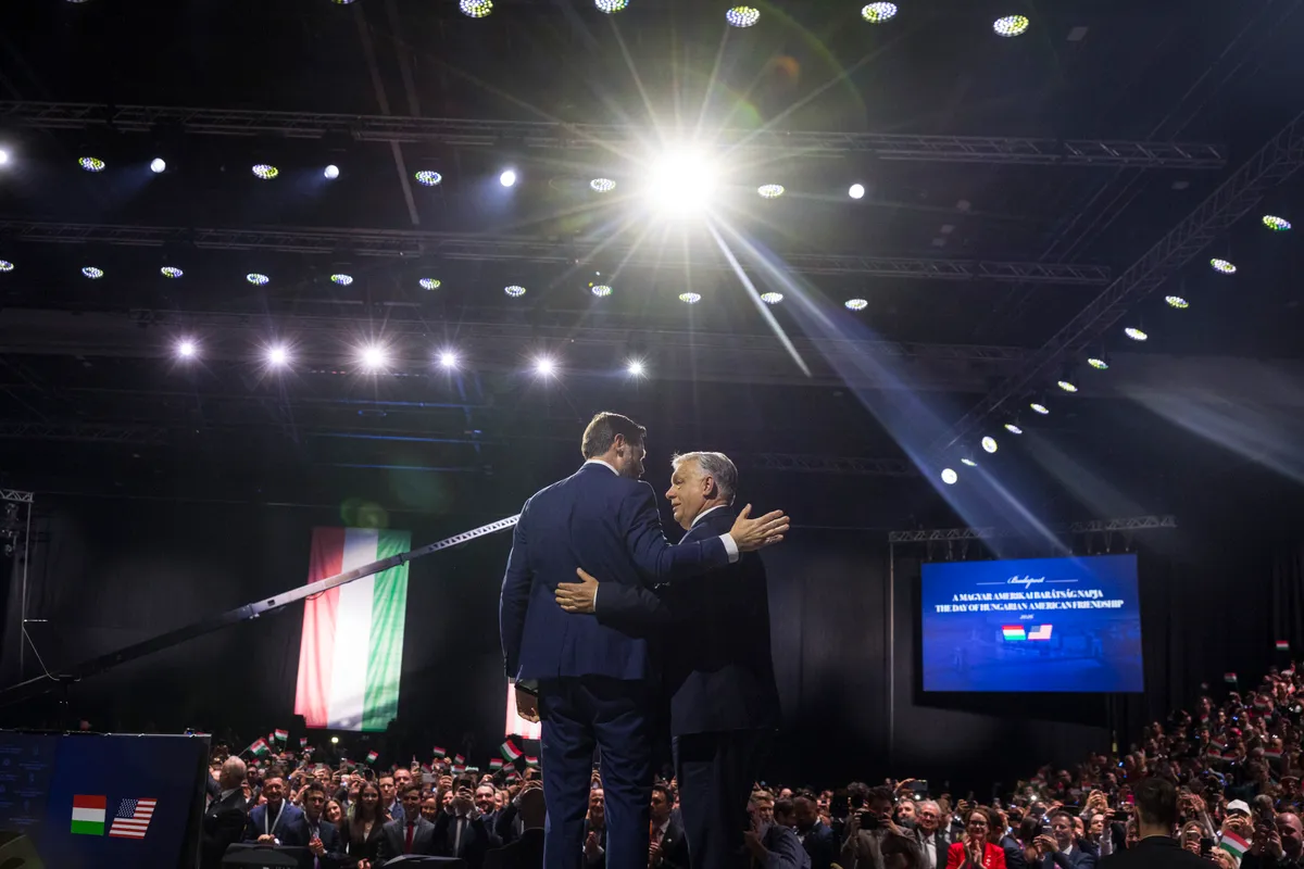 Orbán Viktor és JD Vance a Magyar-Amerikai Barátság Napja címmel tartottak nagygyűlést Budapesten kedden délután