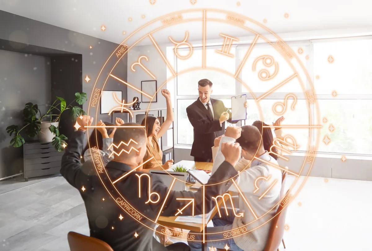 4 csillagjegy Happy,Workers,At,Meeting,In,Office.,Business,Horoscope